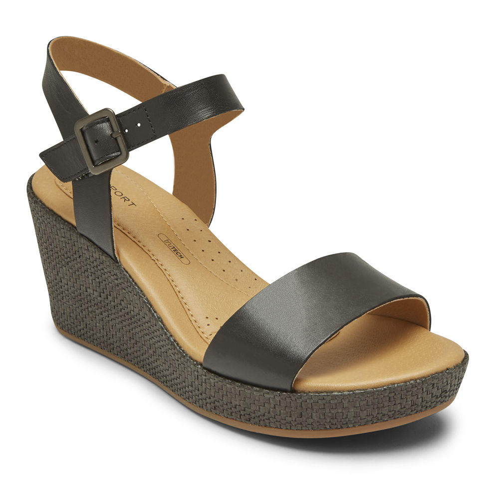 Rockport Singapore Womens Sandals - Lyla Ankle-Strap Black - ZY4801935